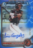 2022 Bowman Chrome Prospect Autographs #CPALG Luis Gonzalez Blue Refractor Baseball Card