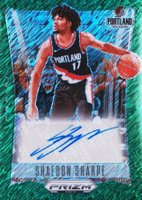 2023 Panini Prizm Deca Signatures #DSSSH Shaedon Sharpe Green Shimmer Fotl Basketball Card
