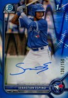 2022 Bowman Chrome Prospect Autographs #CPASE Sebastian Espino Blue Raywave Refractor Baseball Card