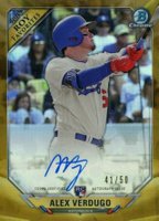 2018 Bowman Rookie of the Year Favorites Chrome Autographs #AV Alex Verdugo Gold Refractor Baseball Card