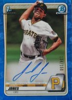 2020 Bowman Draft Chrome Draft Picks Autographs #CDAJJ Jared Jones Blue Refractor Baseball Card
