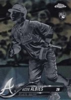 2018 Topps Chrome #72 Ozzie Albies White Jersey-Negative Refractor Baseball Card