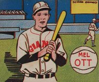 1943 M.P. & Co. # Mel Ott Baseball Card