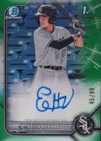 2022 Bowman Chrome Prospect Autographs #CPAEH Erick Hernandez Green Refractor Baseball Card