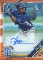 2019 Bowman Prospect Autographs Chrome #ER Esteury Ruiz Orange Refractor Baseball Card