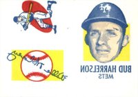 1971 Topps Tattoos Perforated Panel # Bud Harrelson/Action & Autograph Ball Baseball Card