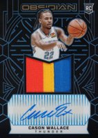 2023 Panini Obsidian #217 Cason Wallace Jersey Autograph-Electric Etch Blue Fotl Basketball Card