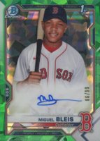 2021 Bowman Chrome Prospect Autographs #CPAMBL Miguel Bleis Green Atomic Refractor Baseball Card