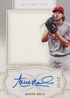 2020 Topps Definitive Collection Autograph Relic Collection  #ARCAN Aaron Nola Baseball Card