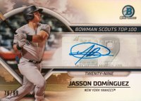 2023 Bowman Scouts' Top 100 #BTP29 Jasson Dominguez Autograph Baseball Card