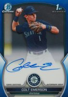 2023 Bowman Draft Chrome Prospect Autograph #CDACE Colt Emerson Blue Refractor Baseball Card