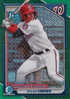 2024 Bowman Mega Box Chrome Prospects #23 Dylan Crews Green Refractor Baseball Card