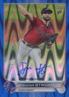 2022 Topps Chrome Rookie Autographs #RASS Spencer Strider Blue Raywave Refractor Baseball Card