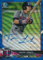 2018 Bowman Draft Chrome Draft Picks Autographs #CDATL Trevor Larnach Blue Wave Refractor Baseball Card