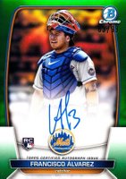 2023 Bowman Chrome Rookie Autographs #CRAFA Francisco Alvarez Green Refractor Baseball Card