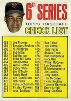 1967 Topps #454b 6th Series Checklist 458-533 No left Ear Baseball Card