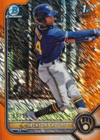 2022 Bowman Chrome Prospects #BCP79 Jackson Chourio Orange Shimmer Refractor Baseball Card