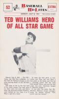 1960 Nu-Card Highlights #52 Ted Williams Hero of All-Star Game Baseball Card