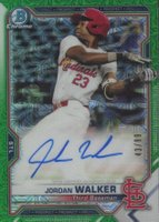 2021 Bowman Chrome Mega Box Autographs #JW Jordan Walker Green Refractor Baseball Card