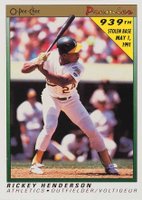 1991 O-Pee-Chee Premier #62 Rickey Henderson Baseball Card