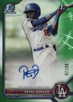 2022 Bowman Chrome Prospect Autographs #CPARD Rayne Doncon Green Refractor Baseball Card