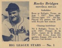 1950 Big League Stars #1 Rocky Bridges Baseball Card