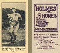 1916 Holmes for Homes Bread #154 Germany Schaefer Baseball Card