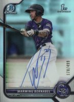 2022 Bowman Chrome Prospect Autographs #CPAWB Warming Bernabel Refractor Baseball Card