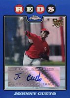 2008 Topps Chrome #237 Johnny Cueto Blue Refractor-Autograph Baseball Card