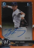 2018 Bowman Draft Chrome Draft Picks Autographs #CDABT Brice Turang Orange Refractor Baseball Card