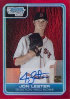 2006 Bowman Chrome Prospects #BC239 Jon Lester Red Refractor Autograph Baseball Card