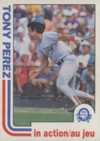 1982 O-Pee-Chee #256 Tony Perez In Action Baseball Card