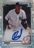 2020 Bowman Chrome Prospect Autographs #CPAOP Oswald Peraza Refractor Baseball Card