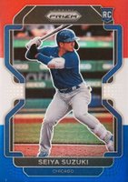 2022 Panini Prizm #46 Seiya Suzuki Red/White/Blue Prizm Baseball Card