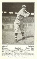 1932 N.Y. Giants Schedule Postcards # Mel Ott Baseball Card