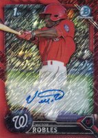 2016 Bowman Prospect Autographs #VR Victor Robles Chrome-Red Shimmer Refractor Baseball Card