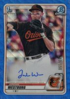 2020 Bowman Draft Chrome Draft Picks Autographs #CDAJWE Jordan Westburg Blue Wave Refractor Baseball Card