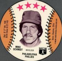 1976 Isaly's Sweet William Disc # Mike Schmidt Baseball Card