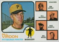 1973 Topps #517b Pirates Manager/Coaches Mazeroski NO right ear showing Baseball Card