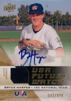 2009 Upper Deck Signature Stars USA National Team Future Watch Patch Autographs #30 Bryce Harper Baseball Card