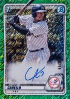 2020 Bowman Chrome Prospect Autographs #CPAAC Antonio Cabello Green Shimmer Baseball Card
