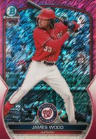 2023 Bowman Chrome Prospects #BCP224 James Wood Fuchsia Shimmer Baseball Card