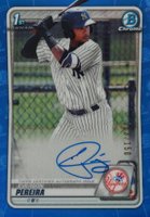 2020 Bowman Chrome Prospect Autographs #CPAEP Everson Pereira Blue Refractor Baseball Card