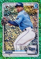2020 Bowman Chrome Prospects #BCP163 Wander Franco Green Shimmer Baseball Card