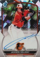 2023 Bowman Chrome Prospect Autographs #CPAJH Jackson Holliday Atomic Refractor Baseball Card