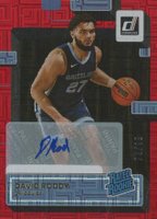 2022 Panini Donruss #223 David Roddy Rated Rookie Signature-Red Choice Basketball Card