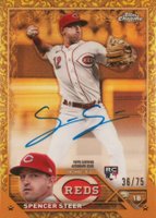 2023 Topps Gilded Collection Topps Chrome Gold Etch Autographs #CGASS Spencer Steer Yellow Baseball Card