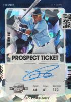 2021 Panini Contenders Prospect Ticket Autographs #PT-JR Julio Rodriguez Optic-Cracked Ice Ticket Baseball Card