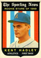 1959 Topps #127 Kent Hadley Rookie Star Baseball Card