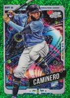 2024 Topps Chrome Cosmic #1 Junior Caminero Green Space Dust Refractor Baseball Card